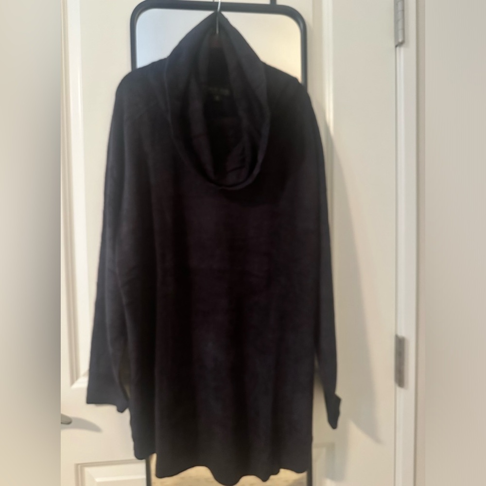 EUC Barefoot Dreams CozyChic Ultra Lite Coastal Cowl Neck Tunic 2X in Black